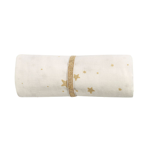Муслиновая пеленка Nobodinoz "Butterfly Gold Stella/White", россыпь звезд с кремовым, 100 x 120 см